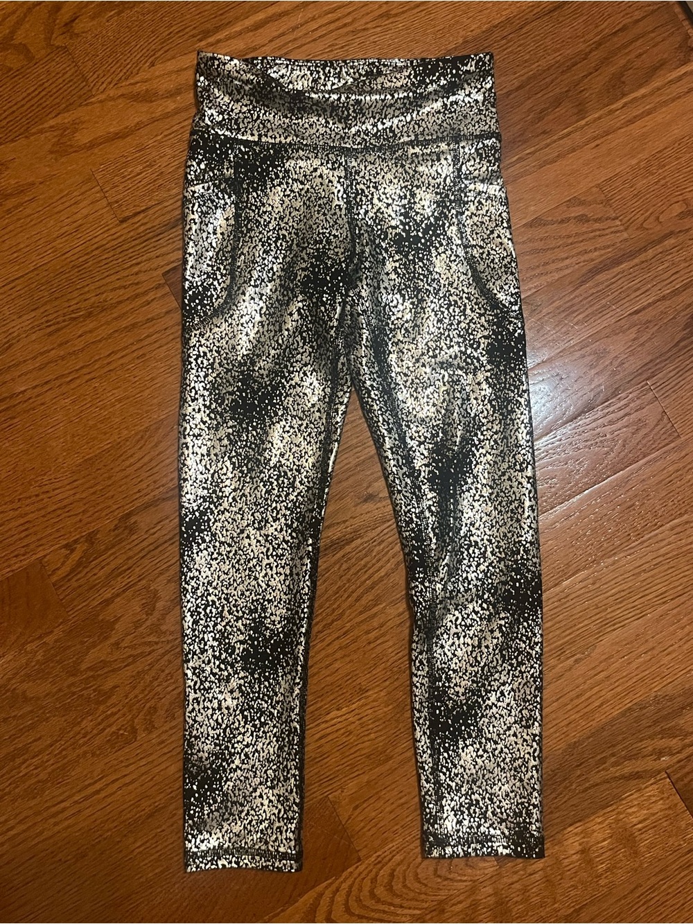 Kids Metallic Black & Silver Leggings